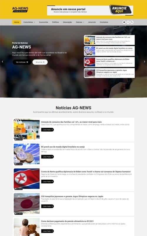 Modelo de site com blog de notícias