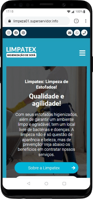 Modelo de Site para empresa de higienização e limpeza de sofás, colchões e estofados