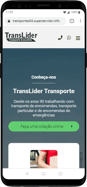 Modelo de site para profissional do transporte particular, transfers, translado e de encomendas