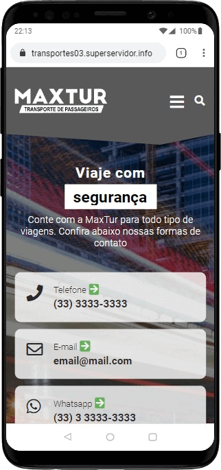 Modelo de site para empresas de viagens, transporte de pessoas, vans, escolares